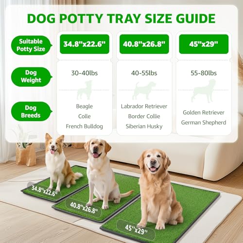 Image of Dog Grass Pad with Tray, 45 inchx29 inch Large Dog Litter Boxes with Artificial Grass, Reusable Washable Pee Pads for Dogs, Indoor Outdoor Pet Toilet Puppy Training Potty for Balcony