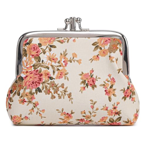 Image of Cute Floral Buckle Coin Purses Vintage Pouch Kiss-lock Change Purse Wallets
