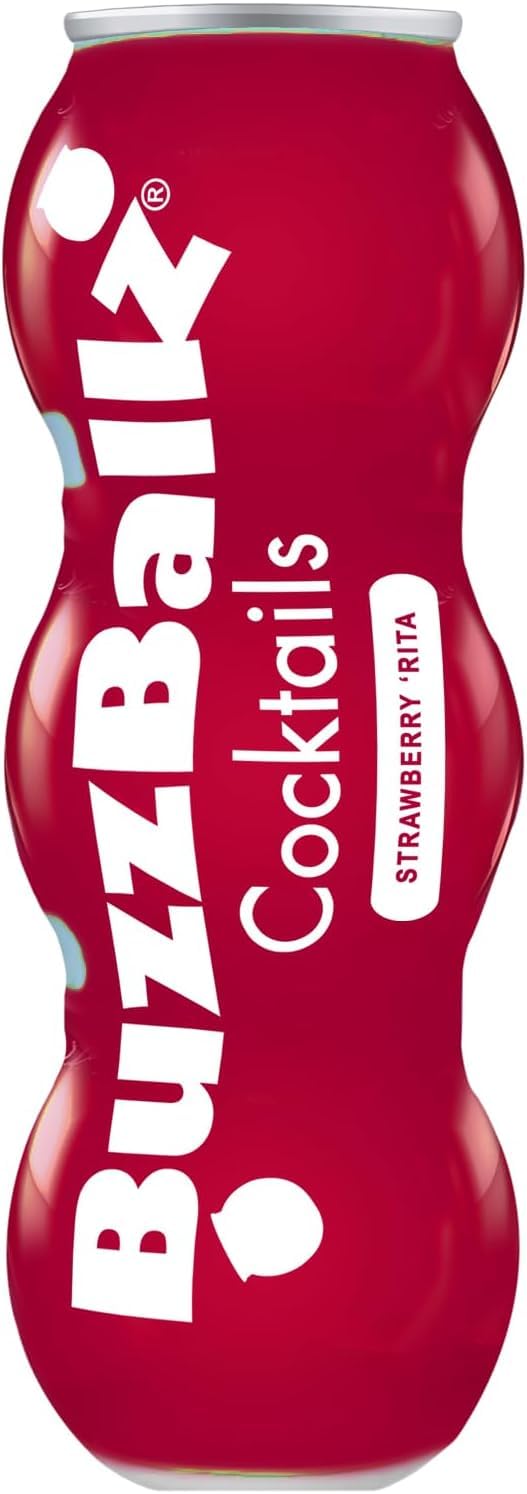 BUZZBALLZ COCKTAILS: Strawberry 'Rita 200ml 13.5% Alcohol | Premixed Strawberry Flavored Margarita Cocktail (Pack of 3) | Ready To Drink | Made from Tequila, Vodka & Strawberry