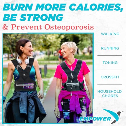 Empower Weighted Walking Vest for Women – Strengthen Muscles, Boost Bone Health, and Burn More Calories, fixed 8lbs, adjustable (4in1) 4-10lbs or (4in1) 10-16lbs