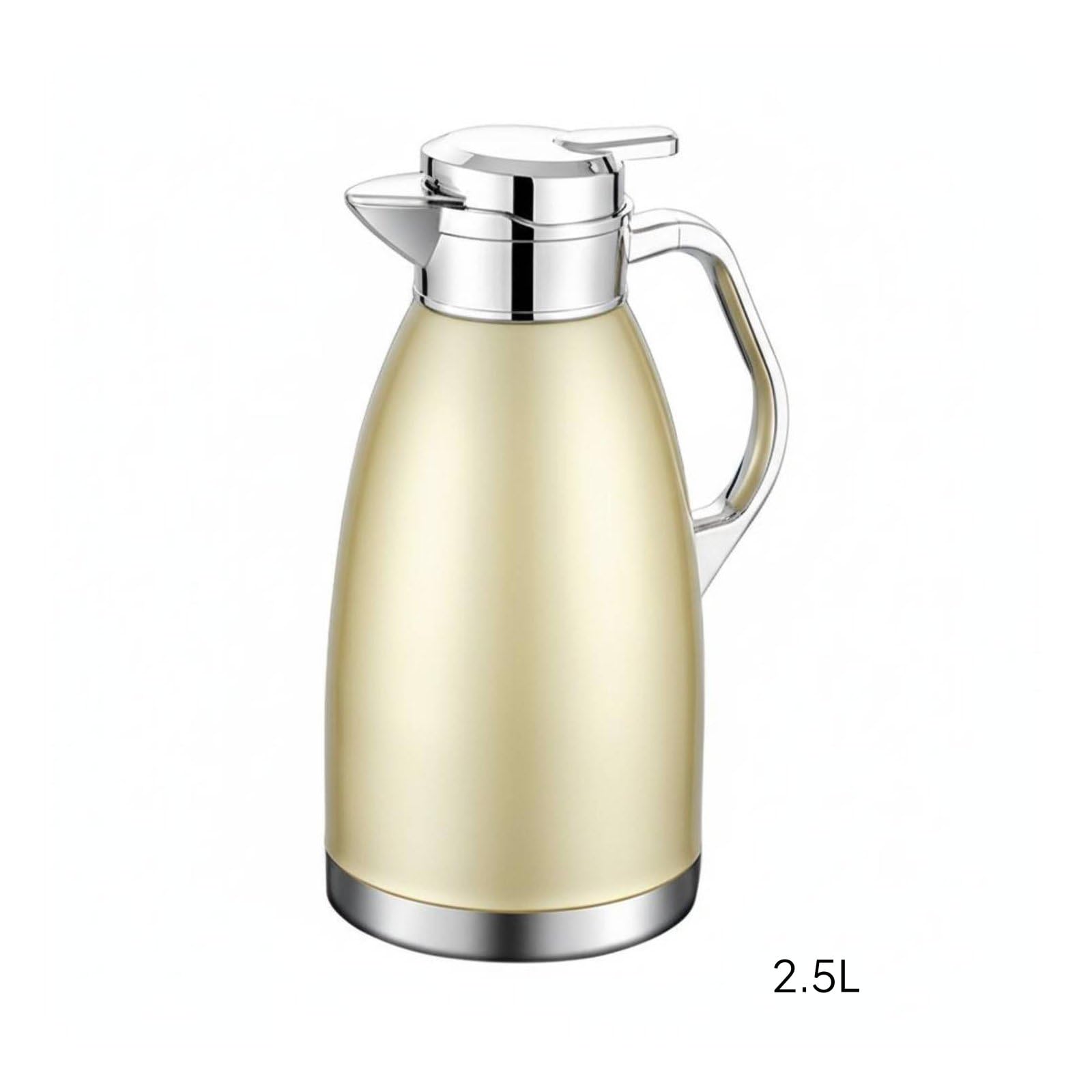 KESOTO Acciaio Inox Caraffa Termica Isolante Bottiglia Dispenser Bevande Caffettiera con Pulsante Facile Adatto per Colazione, Gold, 2.5L