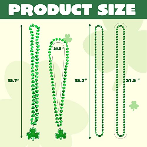 Joyin 36 Pcs St. Patrick's Day Necklaces, 18 Green Bead Necklaces And 18 Shamrock Necklaces, Irish Clover Party Supplies Set For Saint Patrick's Day Dressing-Up Accessories #TOP4