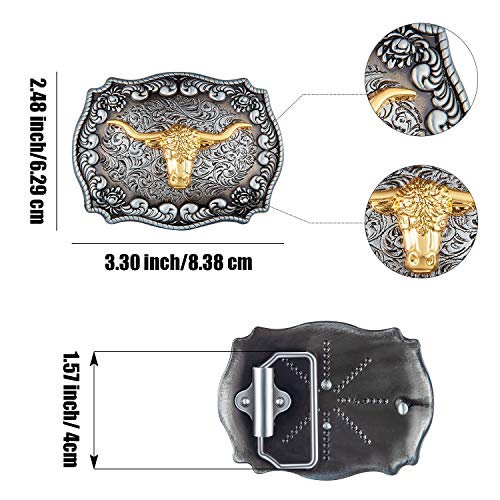 Willbond WILLBOND-BULL BELT-01 2 Pieces Longhorn Bull Eagle Letter J Belt Buckle Cowboy Belt Buckle Western Rodeo Bull Buckle thumb #2
