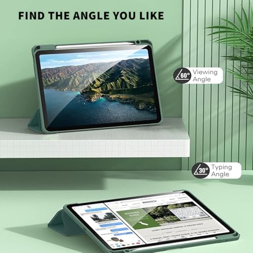 Image of LIRAMARK Smart Case for Apple iPad Pro 11 inch 2022 /2021 /2020 4th /3rd Generation [Auto Sleep /Wake Cover] [Pencil Holder] [Soft Flexible Case Cover] Evo Series - Green