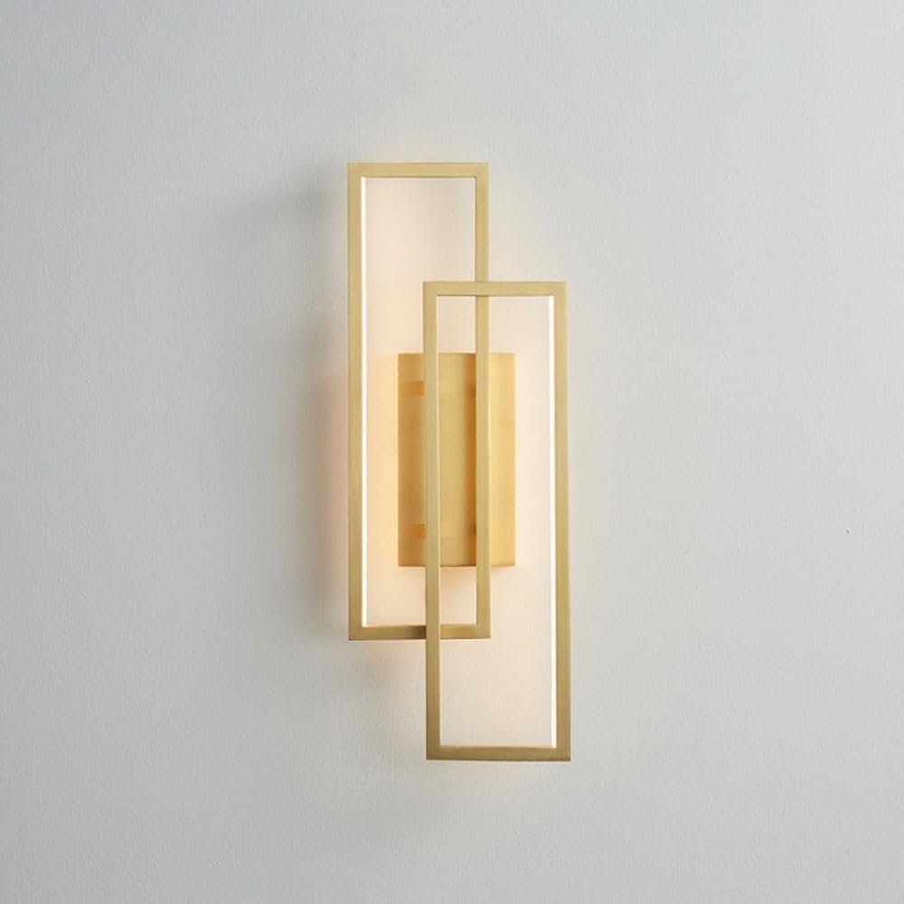 CWCQGH Wall Sconce Light Linear Copper Minimalist Lamp Geometric Ing Fixture for Bedroom Hallway Living Room Corridor Indoor,Brass
