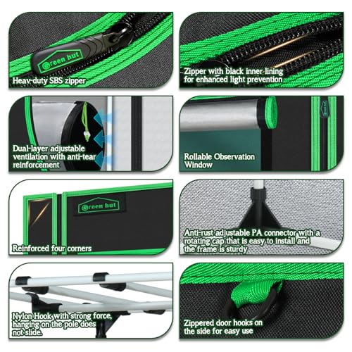 Image of 2x2 Green Hut Grow Tent 24 inchx24 inchx48 inch 600D Mylar Hydroponic Grow Tents