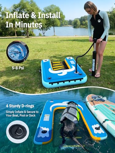 Image of Niphean Dog Pool Ramp, Non-Slip Floating Dog Boat Ramp Up to 240 Pounds | Inflatable Dog Water Ramp for Pool, Boat, Dock & Lake, Safe & Durable Ladder for Large Pets to Easy Water Access