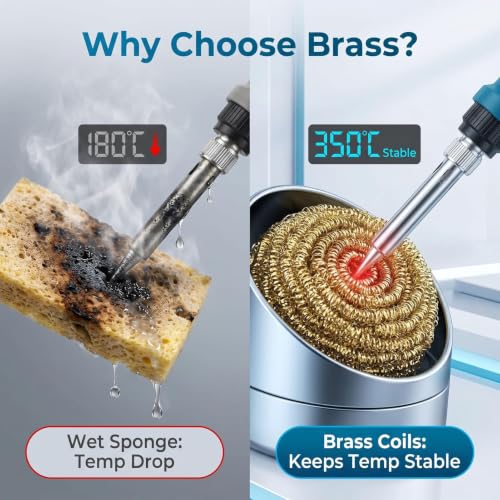 Image of 6 Pieces Soldering Tip Cleaner Solder Tip Cleaning Wire, Brass Soldering Iron Tip Cleaner Kit, Brass Ball Wire Type fleaning Soldering Iron Head Soldering Station Tip