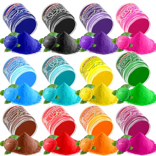 Food Coloring Powder - 12 Vibrant Colors Powered Food Coloring, Food Grade High Concentrated Food Dye for Baking, Cake Decorating, Icing, Cookies, Candy, Slime, 5g/bottle