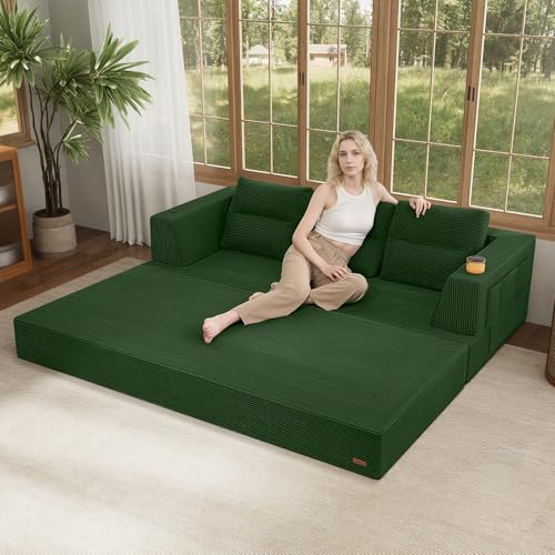 Image of COMAX Futon Sofa Bed, Convertible Sofa Bed, Folding Boneless Couches | Boneless Couch for living room, Fold Out Small Foldable Loveseat Floor Sleeper Mattress Lounge Space‑Saving, Queen 79 inch