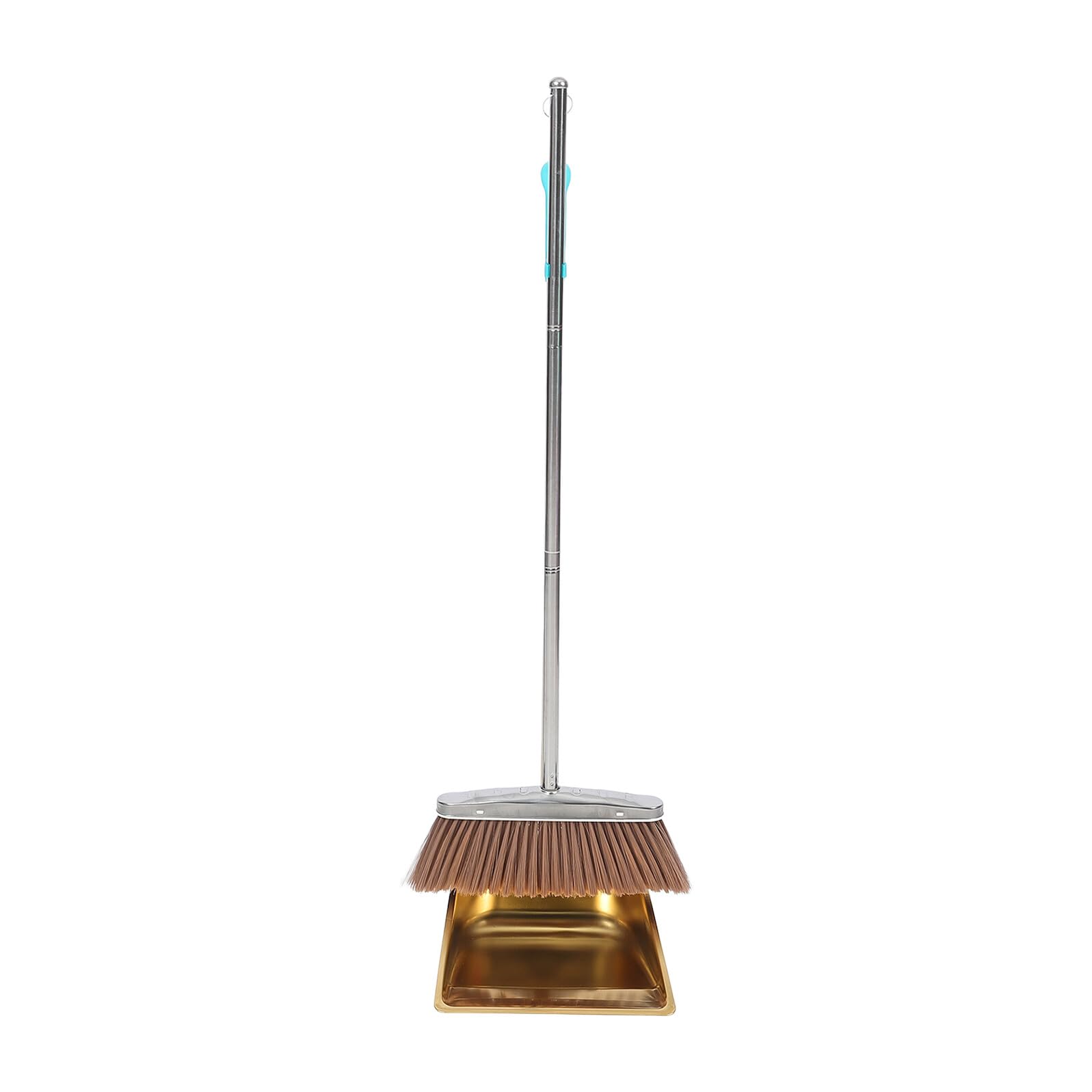 BESPORTBLE Set Scopa e Paletta in Acciaio Inox Spesso, Paletta Manico Lungo Ergonomico per Pulizia Casa, Resistente e Adatto a Pavimenti in Legno, Piastrelle e Cemento
