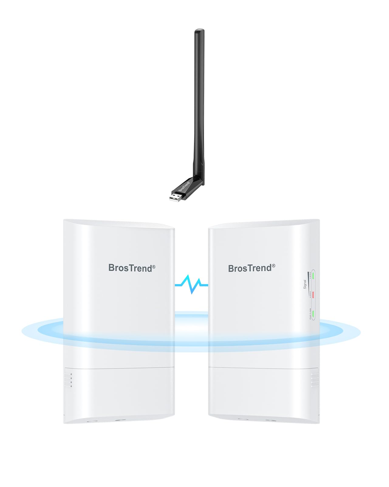 BrosTrend 5GHz Wireless Bridge, 1KM WiFi Bridge, Point to Point Outdoor CPE for PtP & PtMP, IP65 + AC650 Linux WiFi Adapter w/High Gain Antenna for Ubuntu Mint Debian Kubuntu Mate PureOS Windows etc.