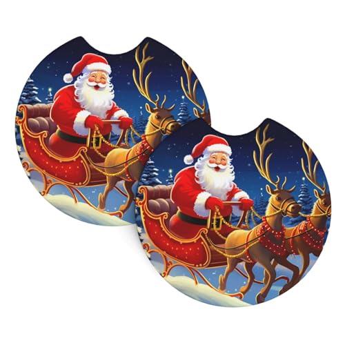 Portavasos para carro 2 unidades con diseño Santa en trineo miniatura 2