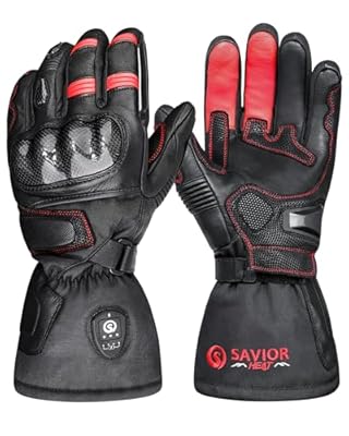 SAVIOR HEAT Heated Motorcycle Gloves for Men & Women, 7.4V 3000mAh Waterproof Heated Gloves with Rechargeable Battery Up to 10H for Winter Outdoor Riding, Cycling, Snowmobile