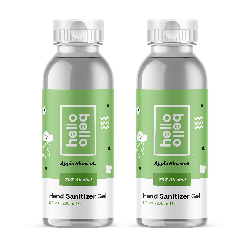 Hello Bello Hand Sanitizer Gel - Alcohol-Based Helps Kill Germs With No Sticky Residue - Apple Blossom, 8 Fl Oz (Pack of 2)