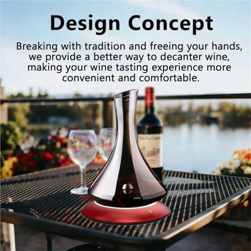 Carafe à vin électrique avec aérateur rotatif et lumière LED, capacité de 750 ml, couvercle amovible et lavable