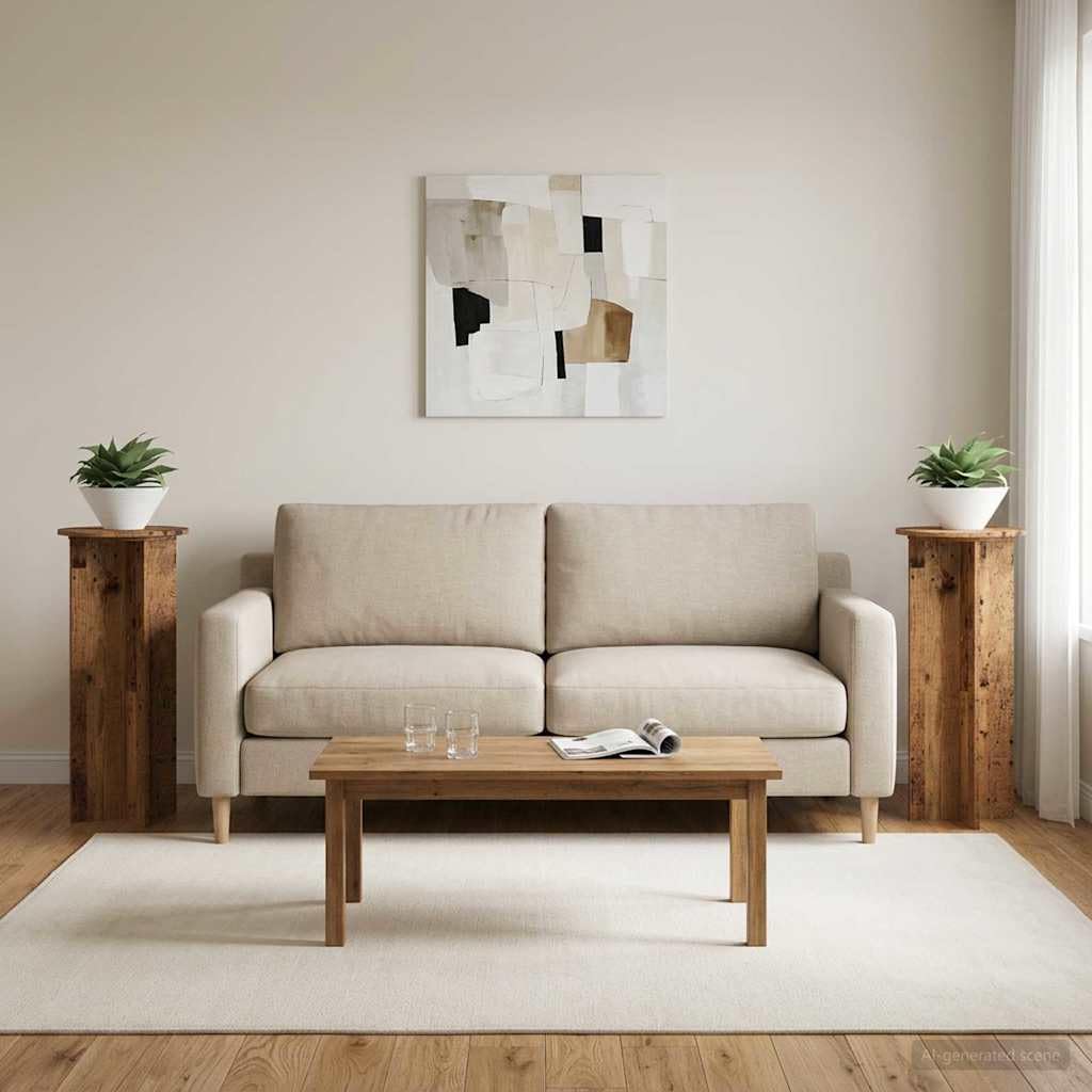 Pflanzenständer 2er Set Altholz-Optik 40x100 cm | Blumenhocker Holzwerkstoff für Zimmerpflanzen | Moderner Blumentopfständer Innenbereich Wohnzimmer Büro