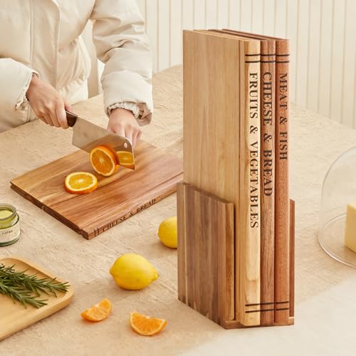 Set de 3 tablas de cortar decorativas forma libro miniatura 6