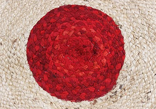 Tapis de chambre résistant forte circulation en coton jute rouge