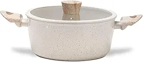 Brinox - Panela Caçarola de Indução Ceramic Life Sirius Ø22 cm 2,7L com Tampa e Revestimento Cerâmico Antiaderente - Vanilla
