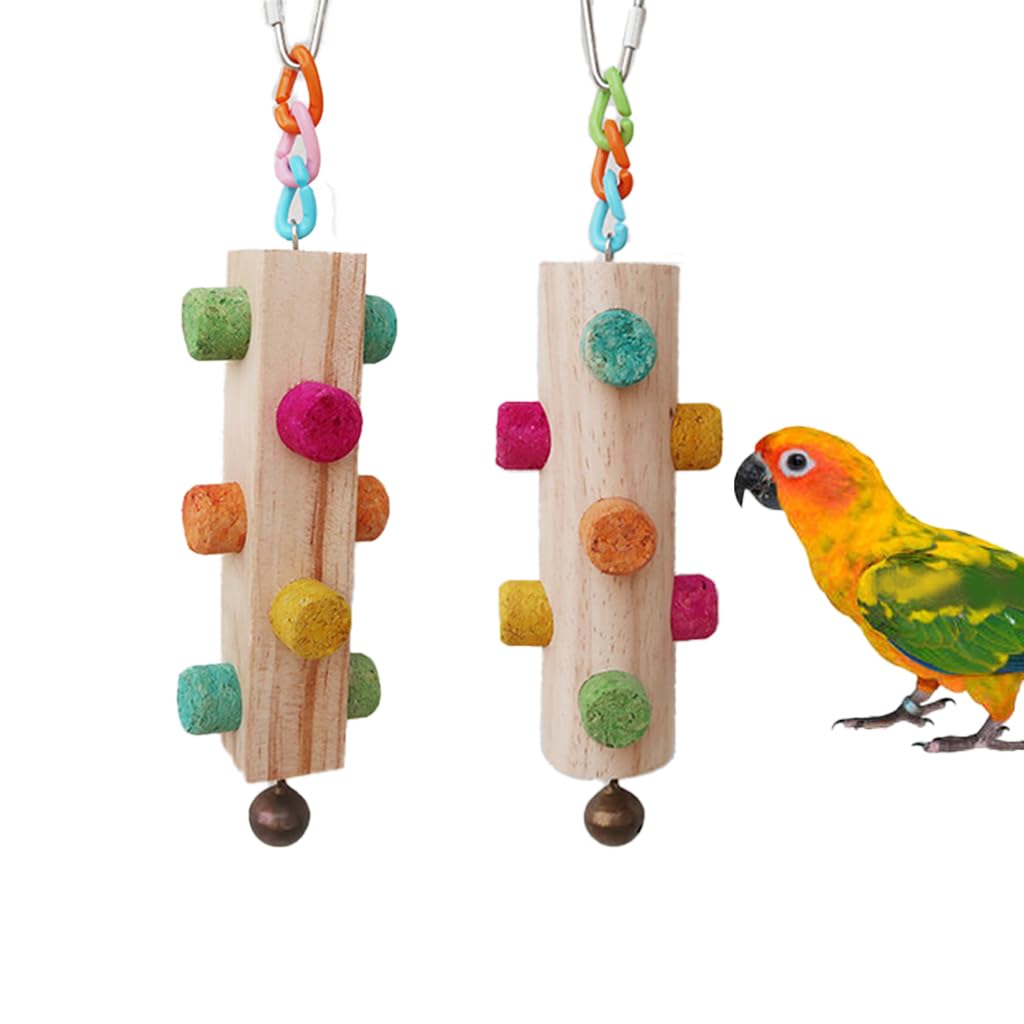 YdingYshengL Parrot Chew Toys,2 pcs Wooden Cork Stopper Toys for Small Medium Birds Parrot,Woodpecker Feeding Toy for Parakeets, Conures, Budgies, Finches Conure Cockatiel, Cockatoos etc