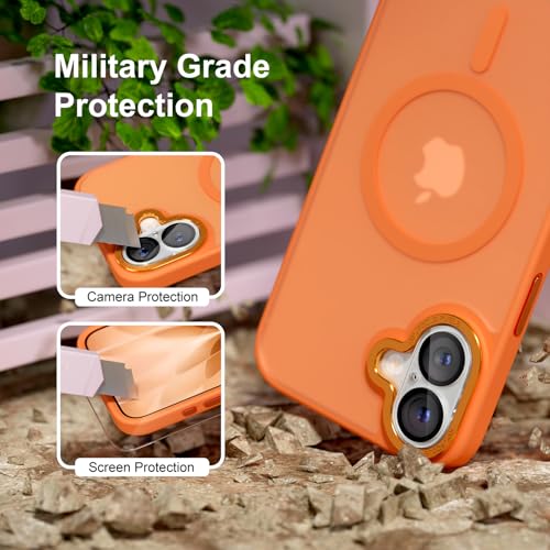 beuxece Magnetic for iPhone 17 Case [Compatible with Magsafe] [Military Grade Drop Protection] [Anti-Fingerprint] Translucent Matte Shockproof Women Phone Case Cover, Orange by beuxece - Used condition - Image 4