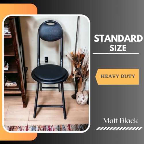 Image of Streetup India 18 Inch Folding Stool Chair Black - Metal