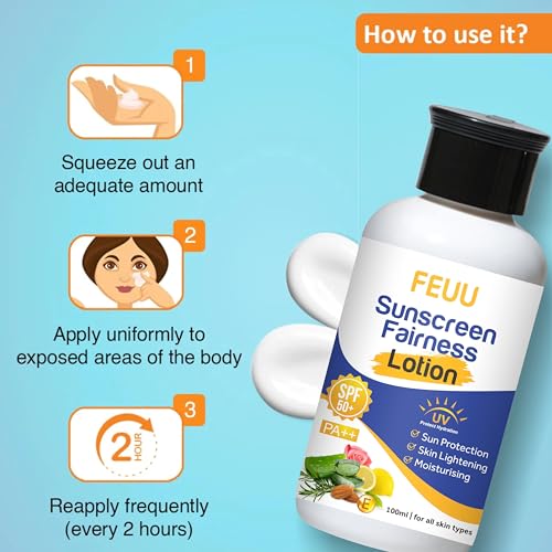 Image of Sunscreen Fairness Lotion, SPF 50+, PA++, 100ml, Sun Protection, Skin Lightening, Moisturising, for All Skin Types
