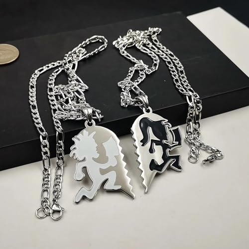 One Pair Of Pendant Charm White Black Hatchetman Hatchet Man womenJuggalo Juggalette Couple Heart Necklace 4mm 24'' silver hip hop pendant for Women, Men, hatchet man4