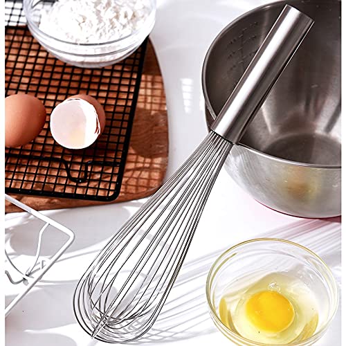 Batidor de huevos de acero inoxidable para el hogar con alambre de acero de alta elasticidad, mango de acero inoxidable mejorado