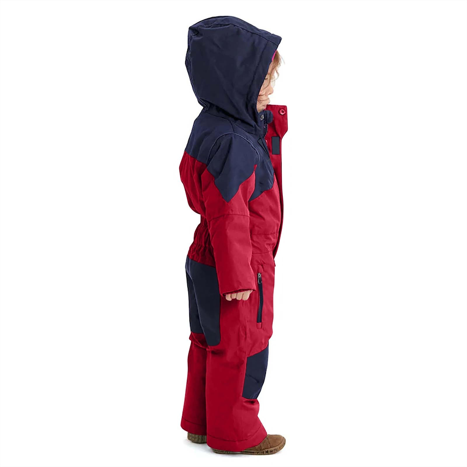Generisch 2025 Traje de Esquí Infantil Con Capucha Y Rayas Reflectantes Mono a Prueba de Viento Traje de Nieve Cálido Chaqueta térmica de Plumas Más Gruesa Ropa de Esquí Suave Cómodo Traje de Invierno