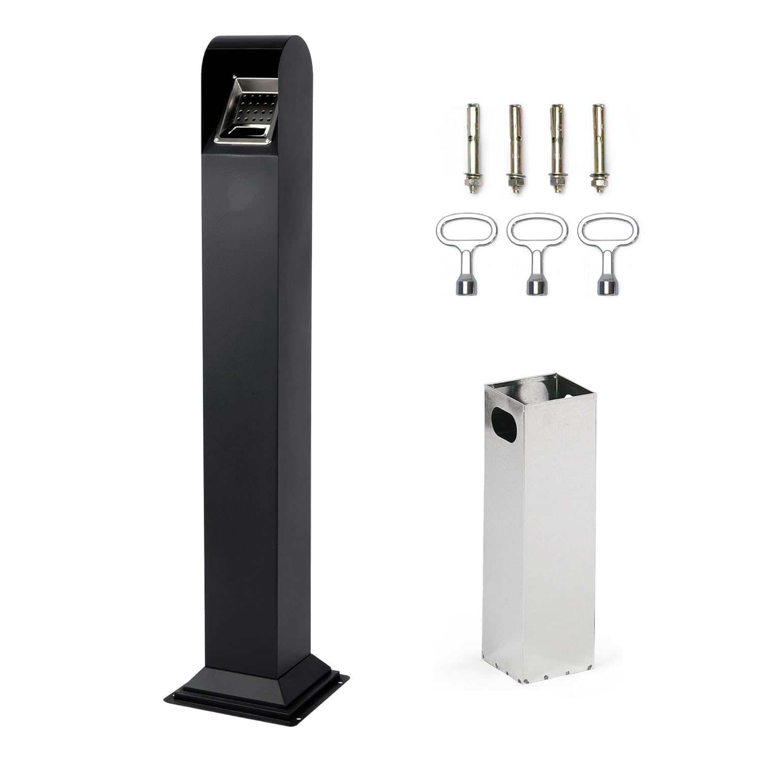 Contenedor de basura de 1,2 m de pie de acero inoxidable para exteriores, cubo de basura vertical independiente con llave, cubo de basura para interior al aire libre, pub hotel, restaurante
