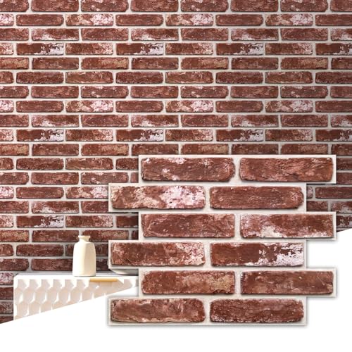 Commomy 3D Faux Brick Wall Panels Peel and Stick - 10pcs 15.74" x 11.8"