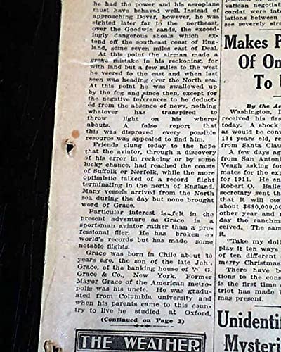 1910 Jorge Chavez Peruvian Avitor 1St Airplane Flight Over Alps 1910 Newspaper The Evening Tribune, San Diego, Sept. 23, 1910 #TOP4