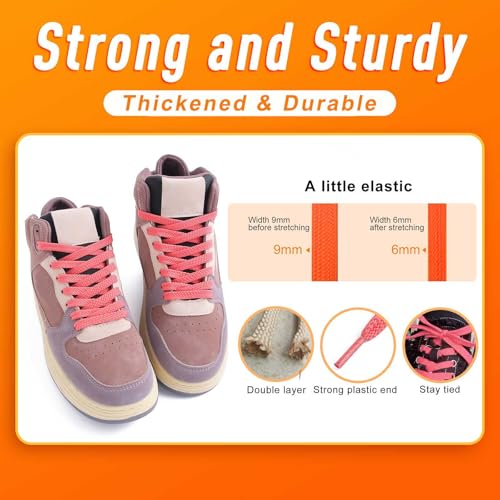 Image of VSUDO Shoe Laces for Sneakers, Shoelaces for Sneakers, Athletic Shoelaces | 8mm Flat Men Women Replacement Shoe Strings, Durable Polyester, Stay Tied, Running Walking Gym Sports Shoestrings