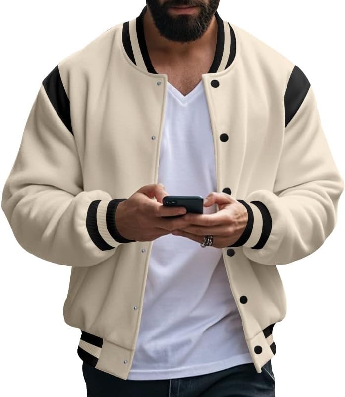 Men's West Coast Jacket - Fall Winter Cardigan Style Button Front Loose Baseball Coat for Vacation Daily Life - Image 4