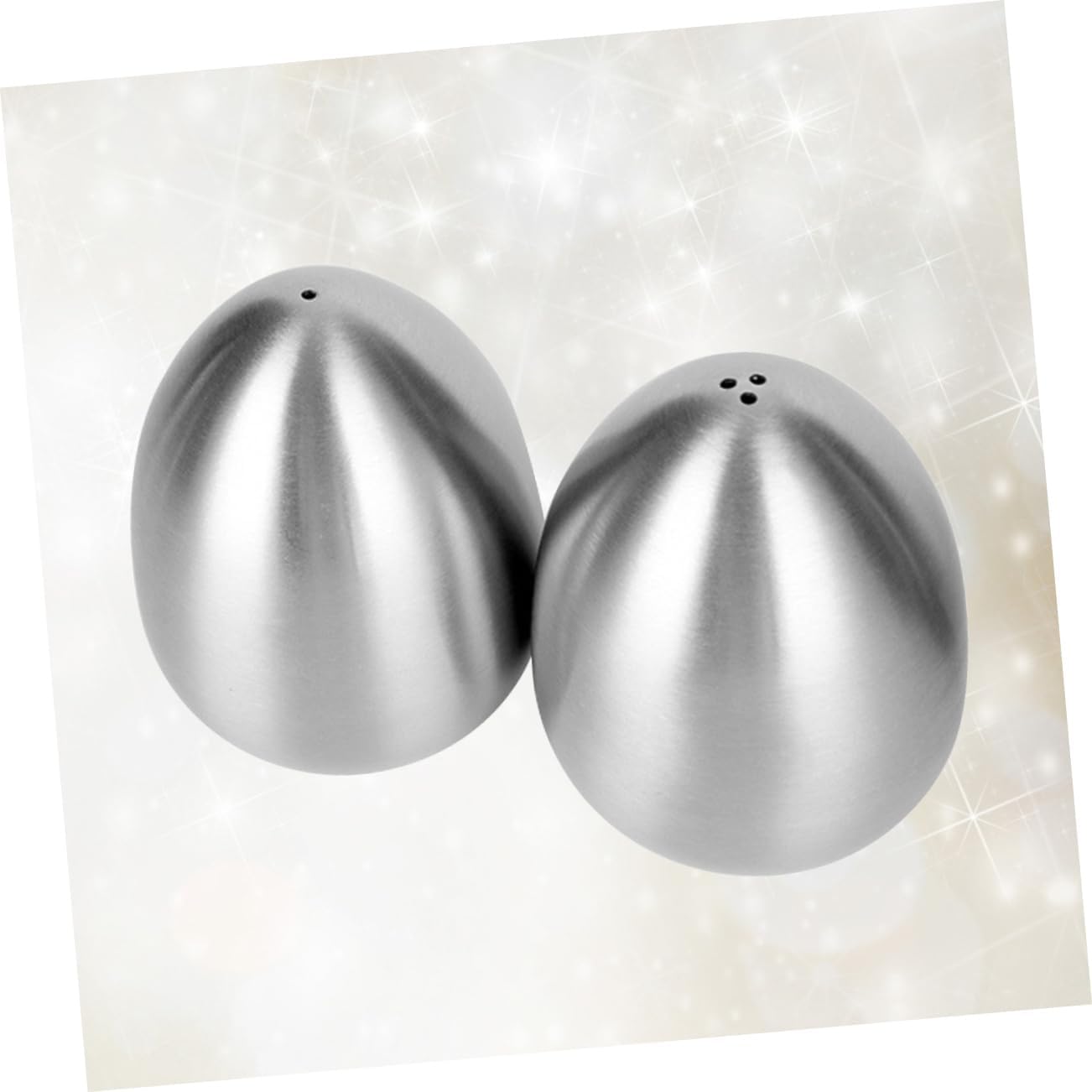 Cabilock 2pcs Stainless Steel Egg Shaped Pepper Shaker Sugar Shaker Salt Seasoning Container Rustproof Kitchen Supplies