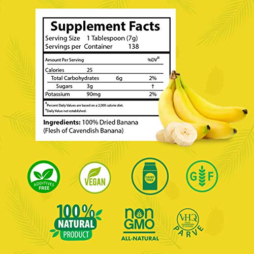 Nana Flakes 100% Pure Banana Flakes Medical Food Powder - Decrease Fat Intake & Natural Remedy for Diarrhea & Heart Burn - Great Source of Protein & Fiber (One Pound Jar)