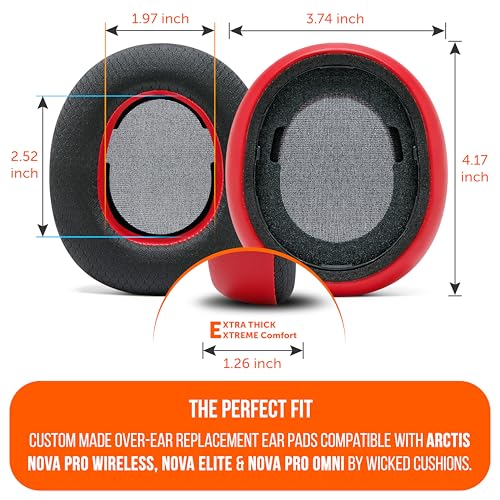 Image of WC Freeze Nova Pro Wireless - Cooling Gel Earpads for Arctis Nova Pro Wireless, Nova Elite & Nova Pro Omni (Doesn't Fit Other Models), by Wicked Cushions, Extra Thick & Comfortable | Red