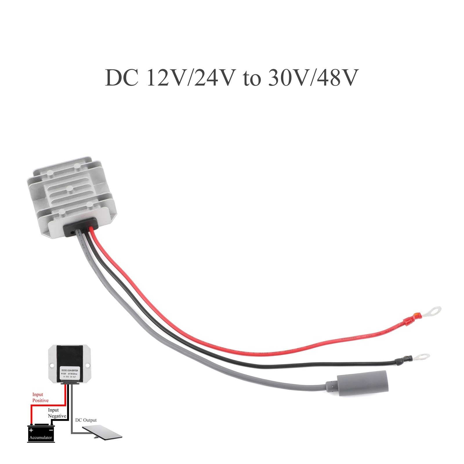 1PCS 12V/24V to 30V 3.5A/48V 1.5A DC Power Boost Converter with Terminal Block to DC Female(3.5A Output 30V)