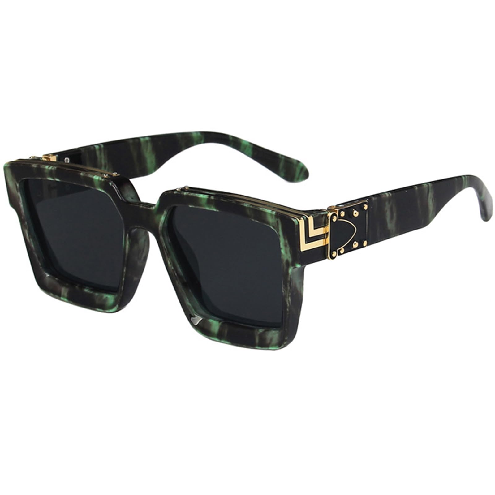 Fankexi Oversized Square Sunglasses for Women Men Retro Large Frame Sun Glasses Polarized UV400 Protection,Green