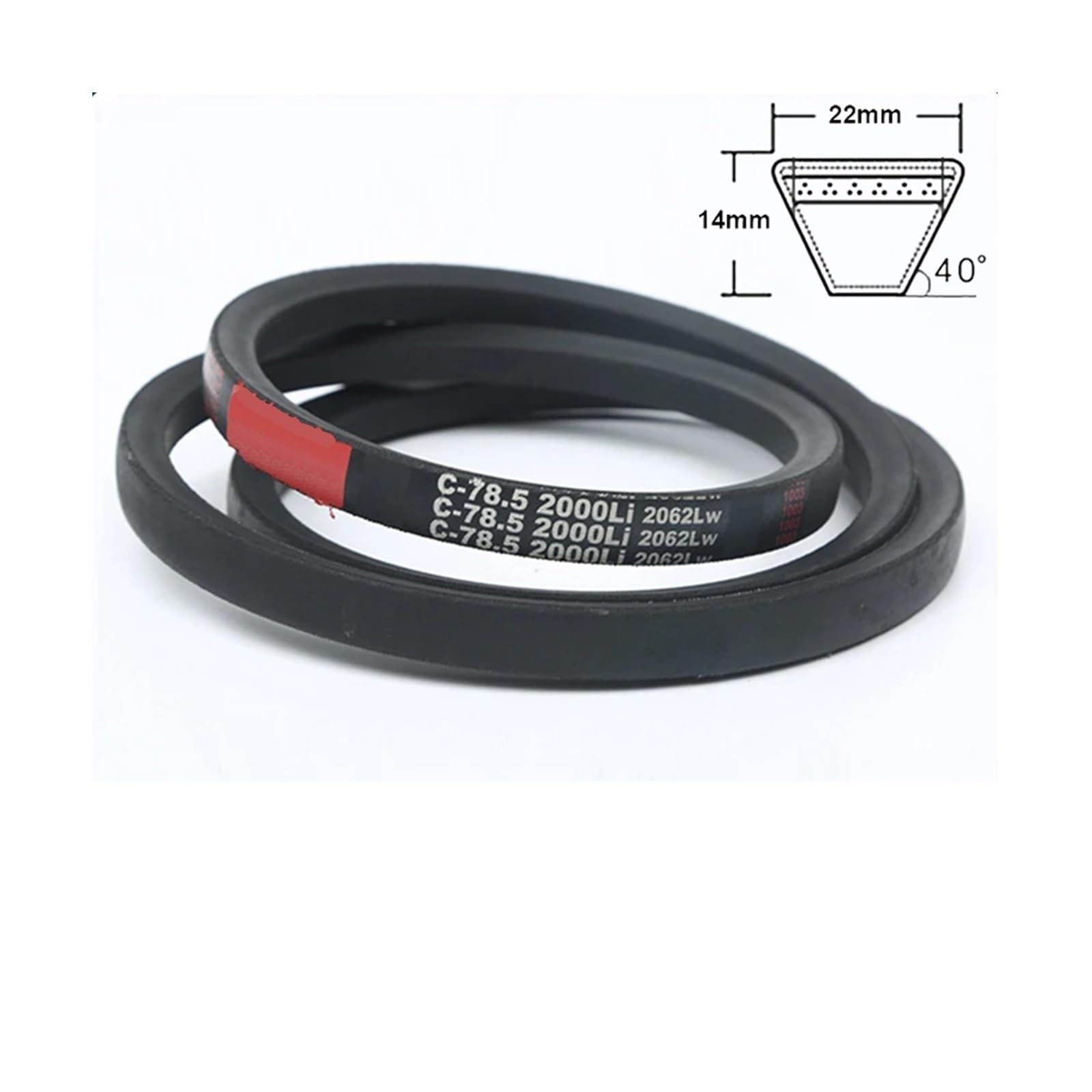 Cinghia trapezoidale in gomma tipo C, cinghia trasportatrice for trasmissione di potenza 1930-2718 mm 1 pezzo(Li 1950mm)