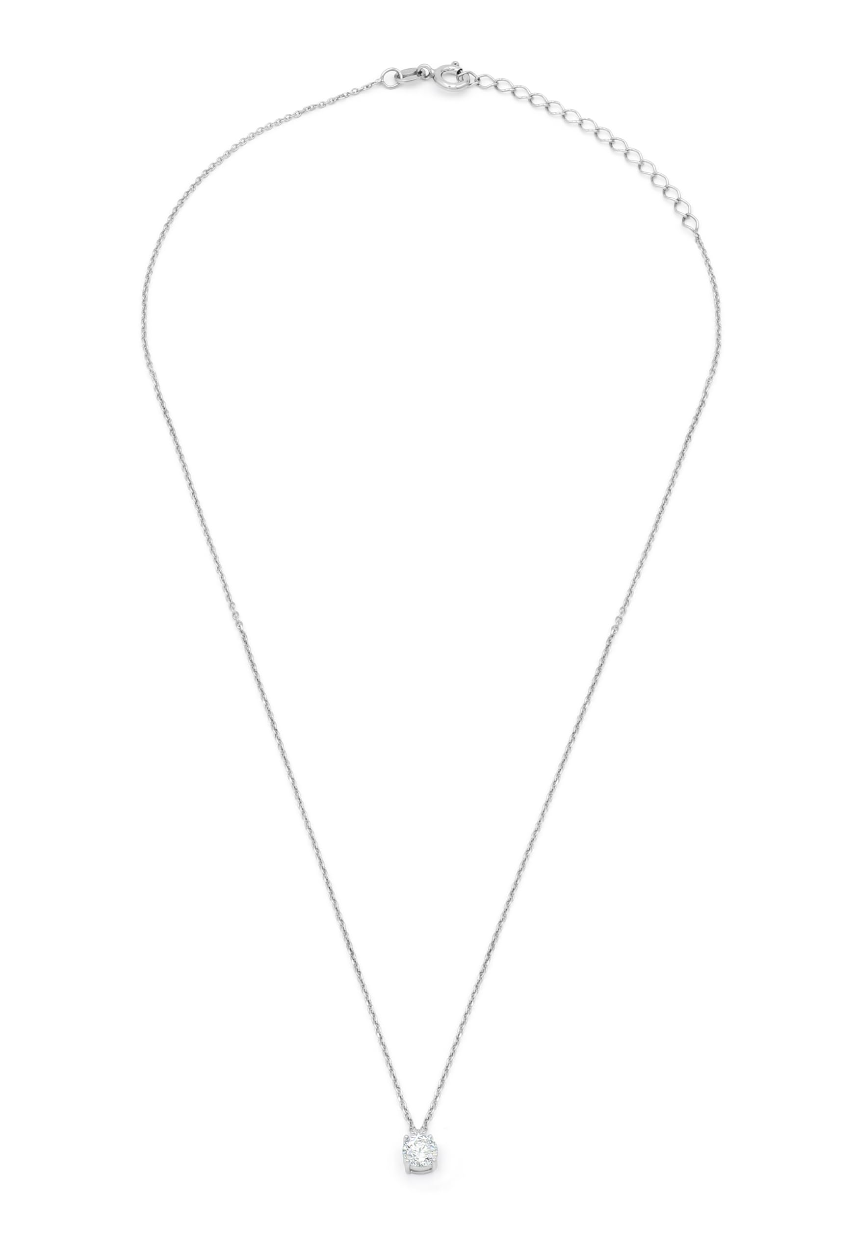 Aka Gioielli ® Light Point Necklace in Rhodium-plated 925 Silver with 5mm Cubic Zirconia Stone Choker for Women adjustable length - Image 3