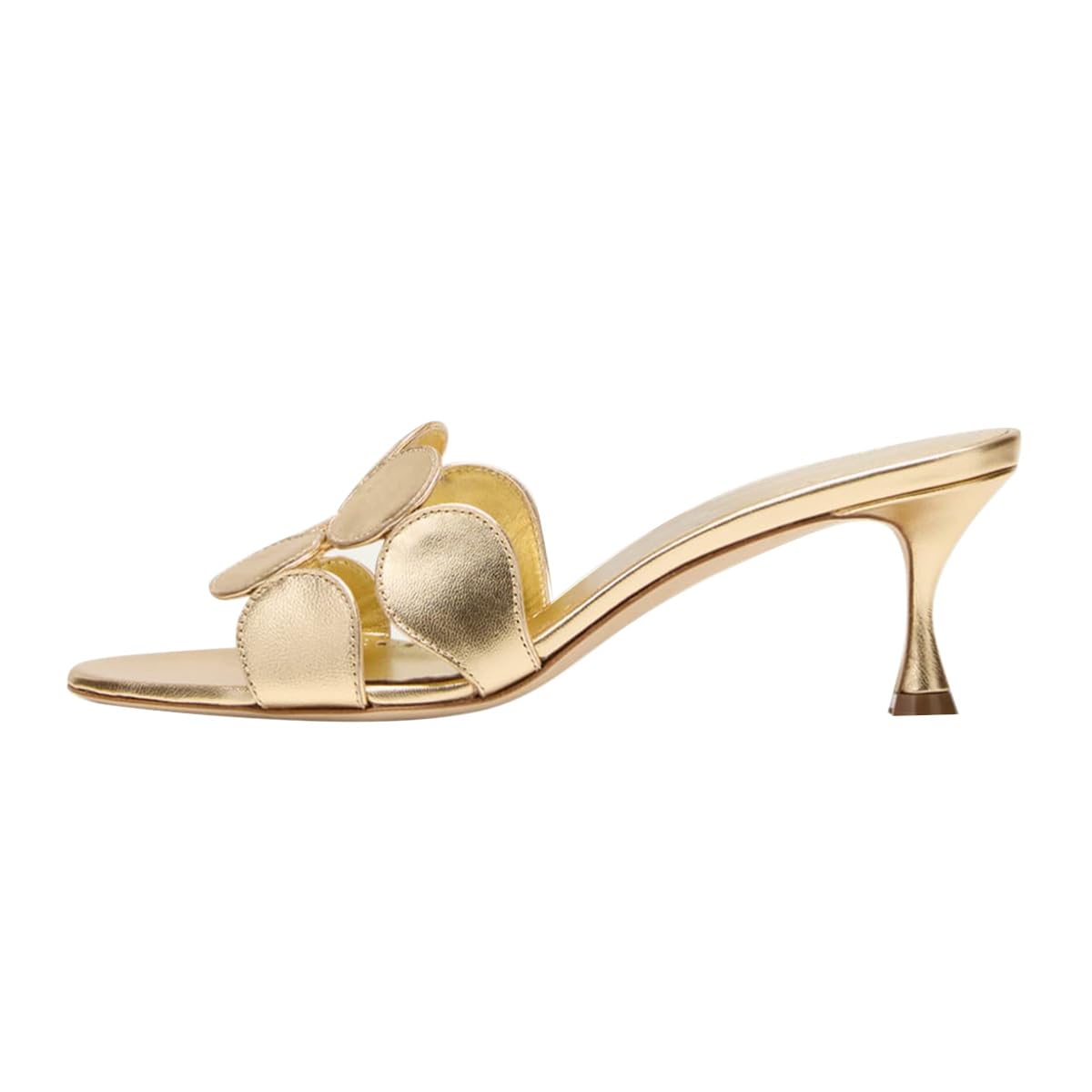 FSJ Women Mid Heel Mules Open Toe Dots Band Slip On Backless Sandals Stiletto Heel Slides Summer Casual Evening Wear Shoes Size 4-16 US