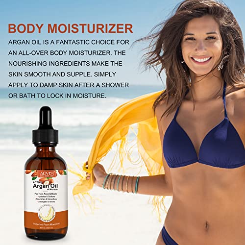 Arganöl Haare Kaltgepresst, Argan Oil Für Gesicht, Haut & Haare 60ml - Argan öl ohne Zusätze mit Pipette