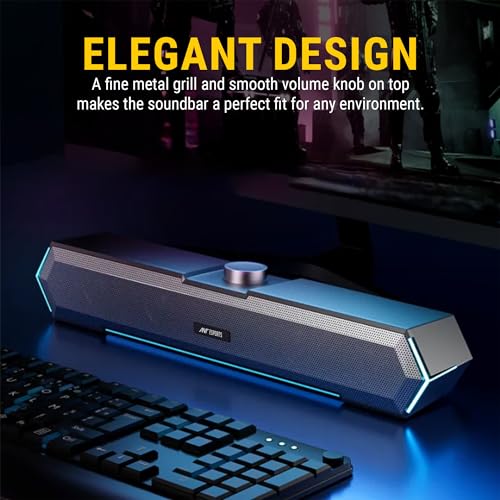 Ant Esports GS365SB Mini Soundbar Wired PC Speaker,USB Powered 3.5MM 10W Dual HiFi Stereo, LED Lighting Speakers with Surge Clear Sound for... - Image 5