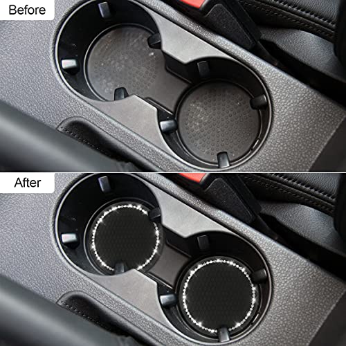 Car Bling Cup Holder Coaster, 2 Pack 2.75 Inch Crystal Rhinestone Car Cup Holder Insert Coaster,Universal For Cars, Vehicles, Suvs, Car Interior Accessories For Women And Men (Black/White) #TOP3