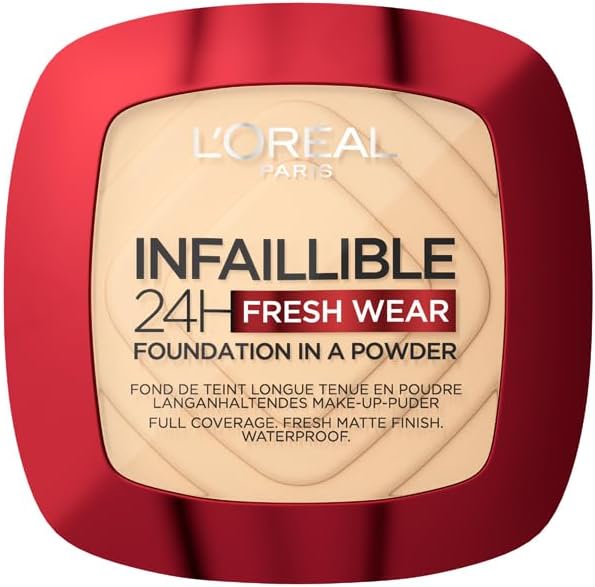 L'Oréal Paris - Fond de Teint Poudre Longue Tenue - Waterproof - Infaillible 24H Fresh Wear - Teinte : Beige Peau (130) - 9 g