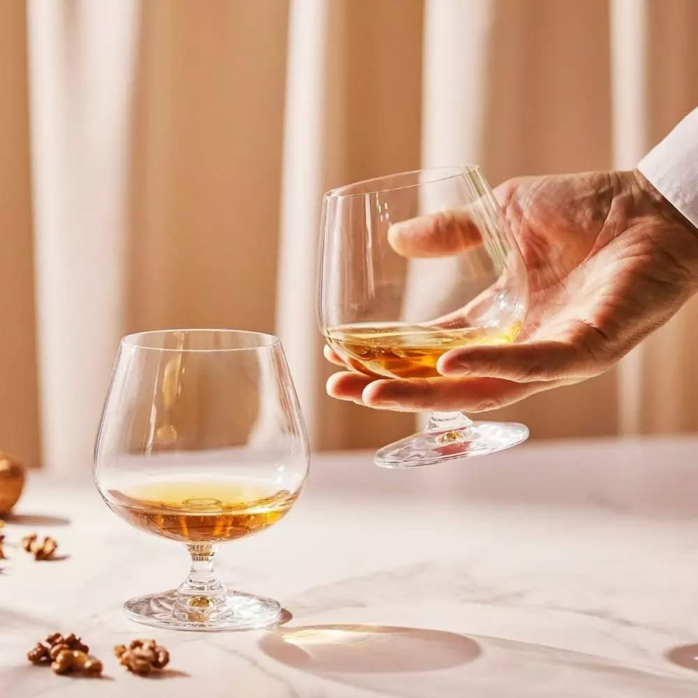 Krosno Balance Verres à Brandy Cognac Whisky 510 ml Lot de 6 – Verres Snifter Cristal Sans Plomb, Grand Calice, Dégustation Spiritueux, Élégants, Lave-vaisselle, Europe