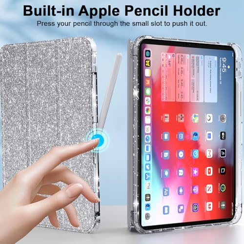 Étui iPad 10e génération 10.9 2022 silicone bleu rigide à rabat pailleté - 7